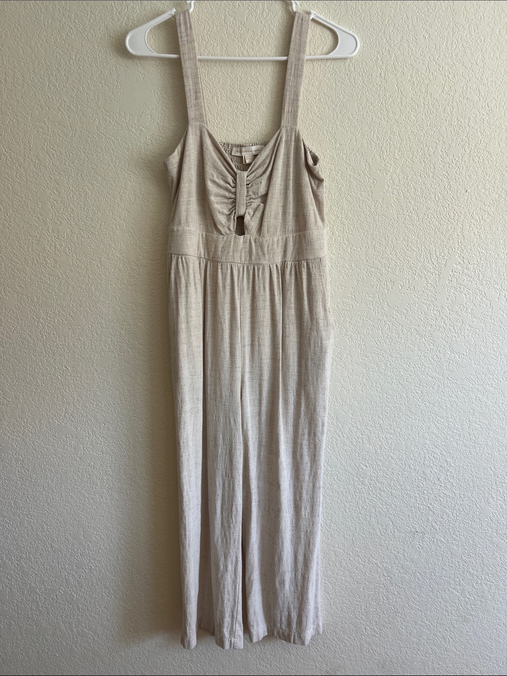 Monteau Linen Blend Oatmeal Jumpsuit